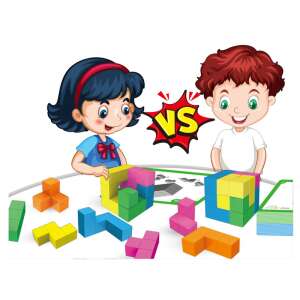 Copiii se joacă cu Puzzle Blocks 3D 2 Jucători Joc, 6+ Ani, Jucărie Educațională, Qi Zhi Jia - Jocuri creative și de construcție