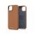 Njord byELEMENTS cognac leather iPhone 14 Plus case, angled view showing interior