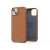 Njord byELEMENTS cognac leather iPhone 14 Plus case, angled view showing interior