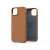 Njord byELEMENTS cognac leather iPhone 14 Plus case, angled view showing interior