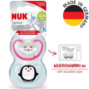 NUK Space szilikon cumi 18-36 hó 2db cica/pingvin