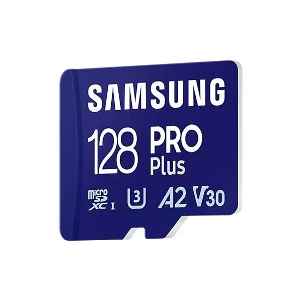 Samsung 128GB microSDXC Pro Plus Class10 U3 A2 V30 + adapterrel