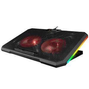 Rampage AD-RC12 GAMEZONE Поставка за охлаждане на лаптоп 15-17 инча с RGB осветление, черен - Аксесоар за лаптоп