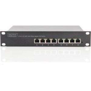 Digitus 8 Port 10/100/1000 Mbps Gigabit PoE Switch, преден изглед - Превключвател