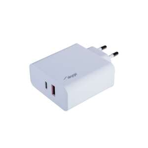 Akyga 65W USB-C PD és USB-A Quick Charge 3.0 hálózati töltő, Fehér - Akyga