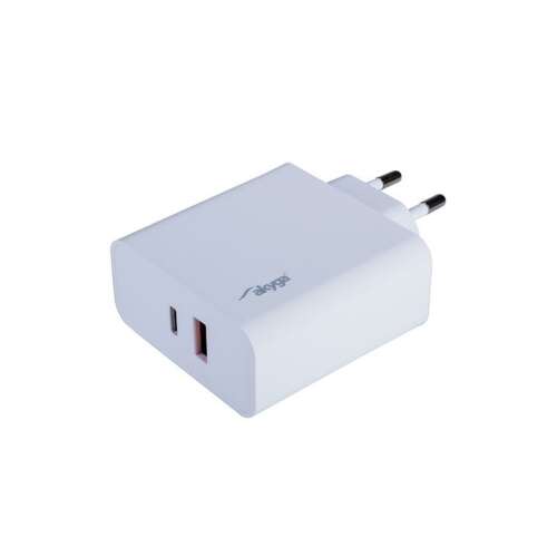 Akyga 65W ładowarka sieciowa USB-C PD i USB-A Quick Charge 3.0, Biała