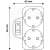Entac EPAG-2EE-SW 2-socket power adapter with switch, technical drawing