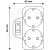 Entac EPAG-2EE-SW 2-socket power adapter with switch, technical drawing