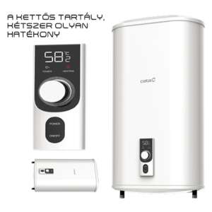 Cata CTRS-50 SLIM elektromos vízmelegítő, kettős tartály, gyors fűtés, intelligens vezérlés, fagyvédelem, univerzális rögzítés, RESIST-BLUE bevonat, magnézium anód - Cata