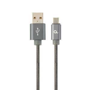 Gembird USB-Stecker - Micro-USB-Stecker Premium-Spiralmetall 2 m Metallic-Grau 92887518 - Gembird USB-Kabel