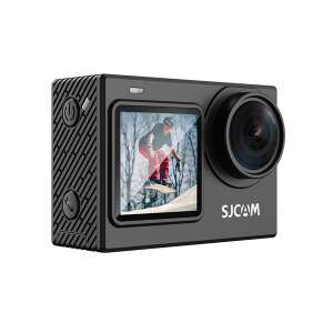 SJCAM SJ6 Pro 4K action camera, black, with screen showing snowboarding footage - Photography, Video & Optic