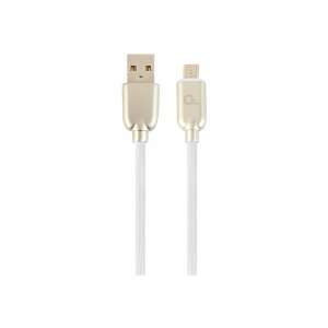 Gembird Premium гумен Micro-USB кабел за зареждане и пренос на данни, 2m, бял - Gembird