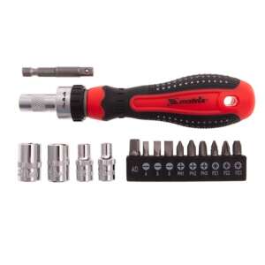 Matrix 16 részes fordítható csavarhúzó készlet, bitekkel és foglalatokkal, 1/4 hüvelykes meghajtással, menetes csatlakozásokhoz - Mtx