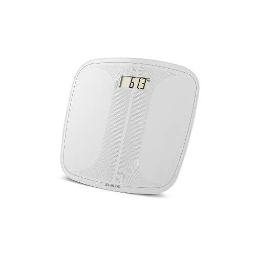 Sencor SBS 2405WH Personenwaage, weiß, digital, gehärtete Glasplattform, 150 kg Kapazität, großes LCD-Display