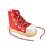 Melissa & Doug Pantof cu șireturi din lemn, pantofi roșii și albi cu șireturi, jucărie preșcolară pentru învățarea legării șireturilor