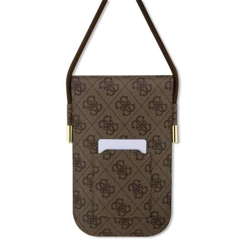 Guess 4G PU-Telefontasche mit Schultergurt, braun, zum Tragen von Telefon, Karten und anderen wichtigen Dingen
