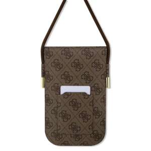 Torba na telefon Guess 4G PU z paskiem na ramię, brązowa, do noszenia telefonu, kart i innych niezbędnych rzeczy - Guess