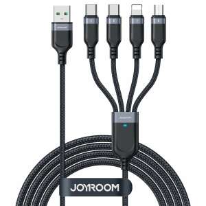 Joyroom 4-in-1 USB charging cable, black, 1.2m, USB-A to Lightning, USB-C, Micro USB - Joyroom Lightning Cable
