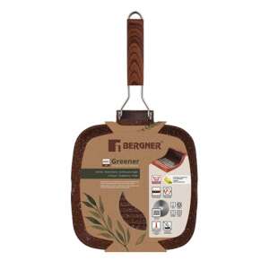 Bergner Greener 24cm quadratische Grillpfanne mit Holzgriff - Koch- & Backgeschirr