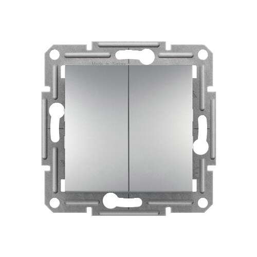 Schneider Asfora double switch, aluminum, front view