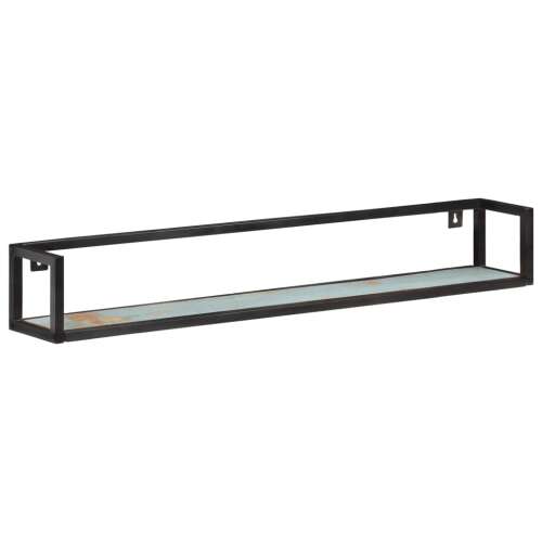 vidaXL 2 db tömör újrahasznosított fa fali polc 120 cm fekete fém kerettel - Fali polc