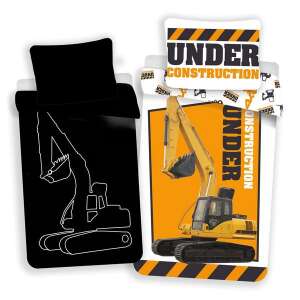 Foszforeszkáló markológépes ágynemű szett, fekete és sárga színben, 140x200 cm-es takaróhuzattal és 70x90 cm-es párnahuzattal - Jerry Fabrics