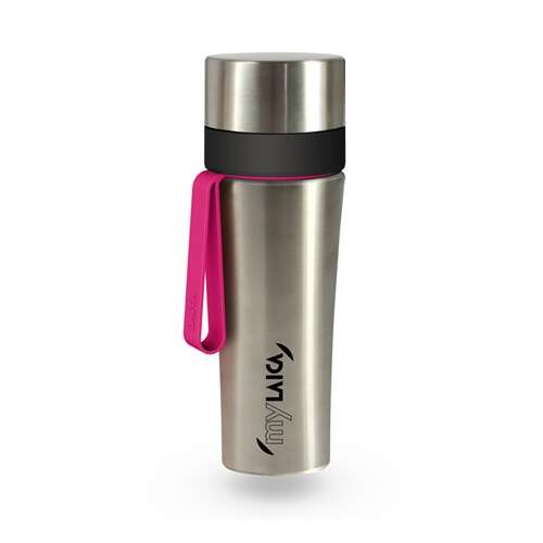 MyLaica BR60B06 Wasserfilterflasche aus Edelstahl mit rosa Griff