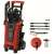 Einhell TE-HP 140 high pressure washer with accessories, including a hose, gun, lance, rotating nozzle, pointed and wide jet nozzle, brush, spray bottle, and terrace cleaner