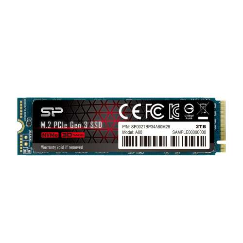 SSD Silicon Power 2TB M.2 2280 NVMe P34A60, преден изглед