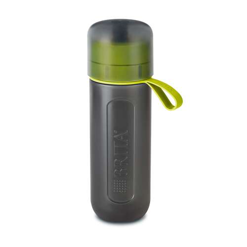 Butelka z filtrem Brita Fill&Go Active 600ml, czarna z limonkowo-zielonym korkiem i uchwytem