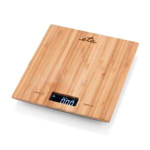 Eta 977890000 Bambi kitchen scale with bamboo surface, digital display, tare function, and unit selection - Eta