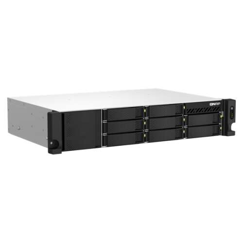 QNAP TS-873AeU-RP NAS, 8 compartimente, montare în rack 2U, vedere din față