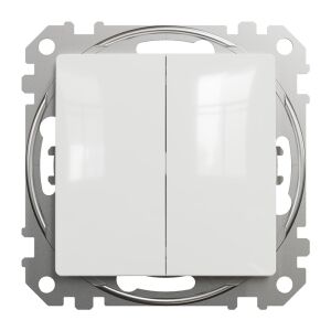 Schneider SDD111105 white chandelier switch, spring-loaded double light switch - Schneider Light Switch