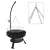 ProGarden VAGGAN Fire Bowl with Grill, 60 cm, black steel fire pit with hanging grill, adjustable height, outdoor cooking and heating