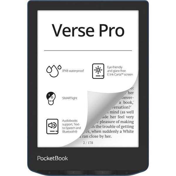 POCKETBOOK e-Reader - PB634 VERSE PRO Azure (6"E Ink Carta, Cpu:...