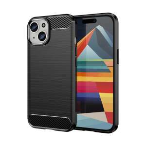 Black carbon fiber iPhone 15 Plus case, protective and stylish - Phone Case