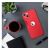 Forcell iPhone 15 Pro Red Silicone Case - Lifestyle shot on desk with accessories