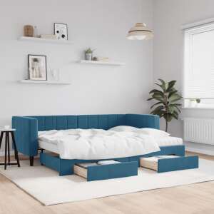 vidaXL blue pull-out sofa bed with drawers, 80 x 200 cm - VidaXL Sofa