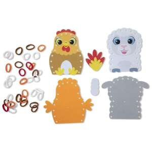 Melissa & Doug Loop It! Beginner Craft Kit, create 2 farm animal puppets, chicken and sheep felt pieces - Melissa & Doug