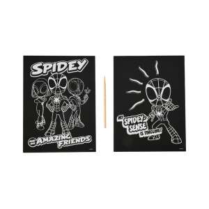 Plakaty do rysowania z drapaniem Marvel Spidey i jego niesamowici przyjaciele, 2 plakaty, zawiera drewniany rysik - Karykatura