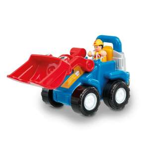 Jucărie WOW Toys Lift-it Luke, excavator de jucărie albastru și roșu cu o figurină de muncitor - Mașină de lucru pentru copii
