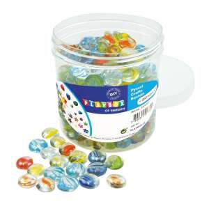 Playbox Üveg kavicsok 17-19 mm, 160-200 darab, vegyes színekben, kézműveskedéshez és DIY projektekhez - Playbox