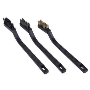 3 piece wire brush set, steel, brass, nylon, 17 cm, black - Hand tool