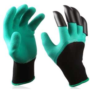 Green gardening gloves with claws for digging and planting, one pair, universal size - Work gloves