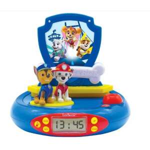 Lexibook Paw Patrol Projector Alarm Clock with Sounds, blue and yellow alarm clock with digital display and Paw Patrol characters, projecting Paw Patrol image on the ceiling - Paw Patrol