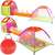 Collage of Springos Pop Up Play Tent with Tunnel, ball pit, and carrying bag