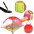 Collage of Springos Pop Up Play Tent with Tunnel, ball pit, carrying bag, and tent pole