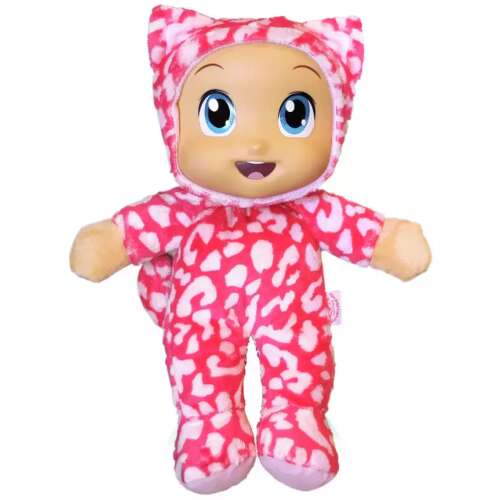 Jucărie de pluș My Baby Tumbles & Friends, imprimeu leopard roz și alb, în picioare