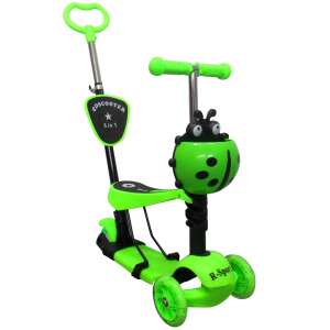 Hulajnoga R-Sport H3 5w1 z rączką do pchania i kółkami LED - Ladybug #green