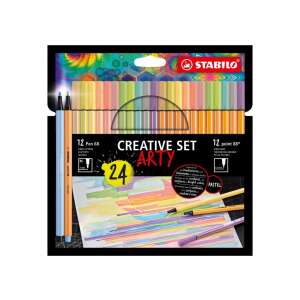 Stabilo ArTy Kreativ-Set mit 24 pastellfarbenen Filzstiften, 12 point 88 und 12 pen 68 - Schreibwaren & Schreibmaterial